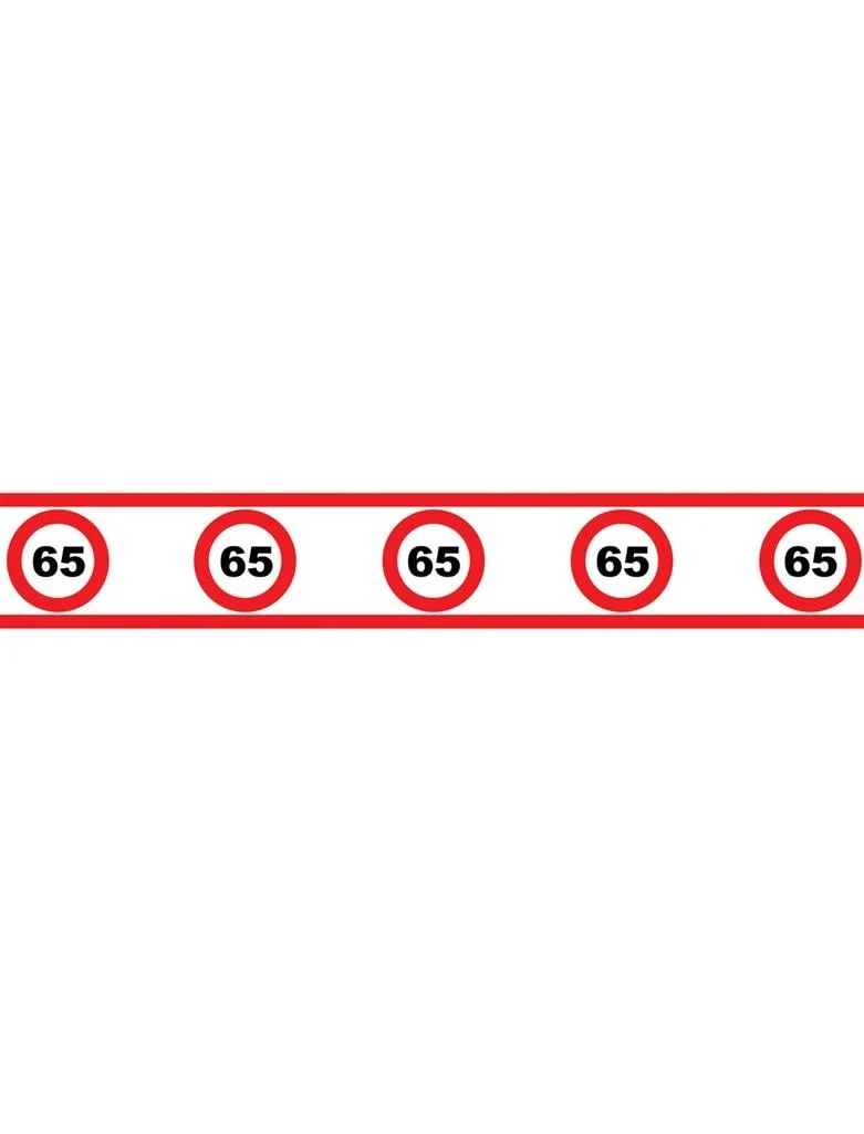 Party tape 65 jaar met verkeersborden 610x8cm