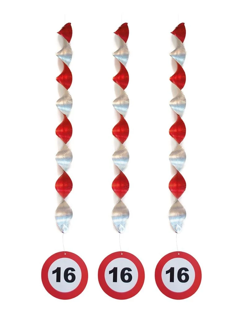 Versiering 16 jaar hangdecoratie verkeersbord