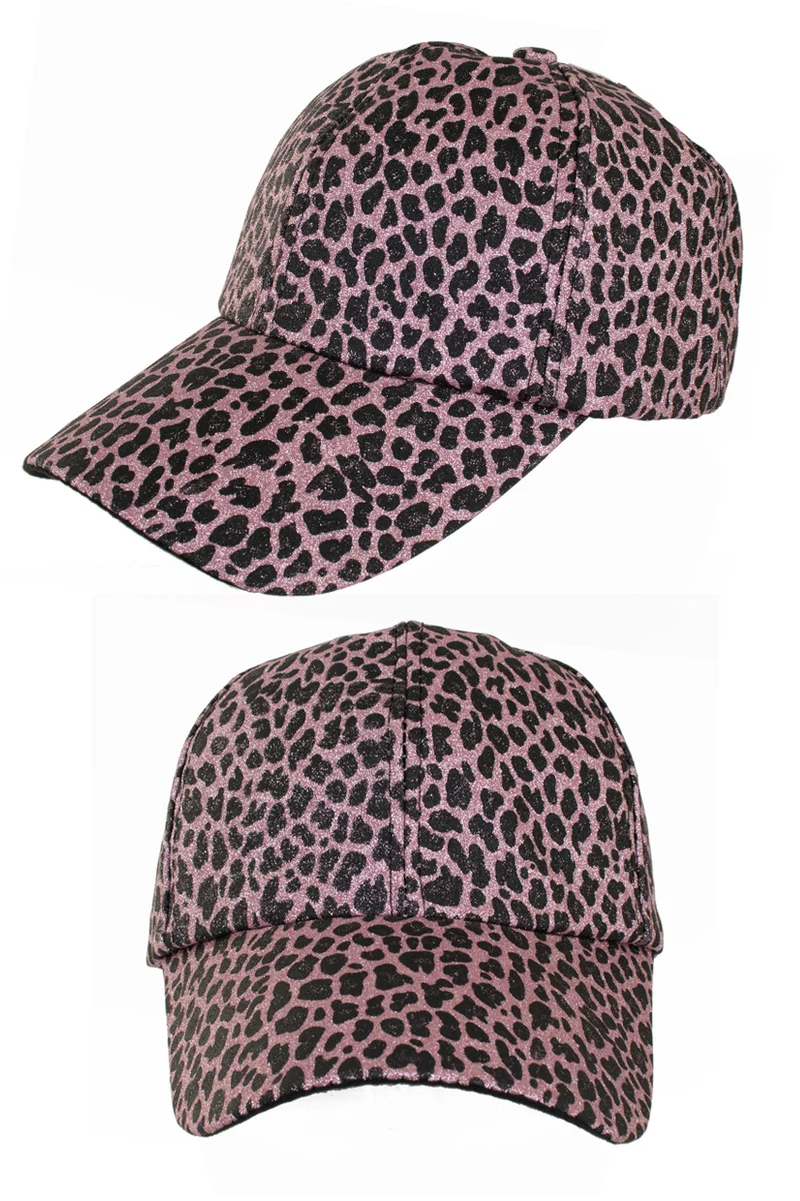 Baseballcap met panterprint in licht roze