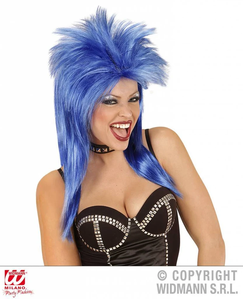 Pruik Rockster blauw