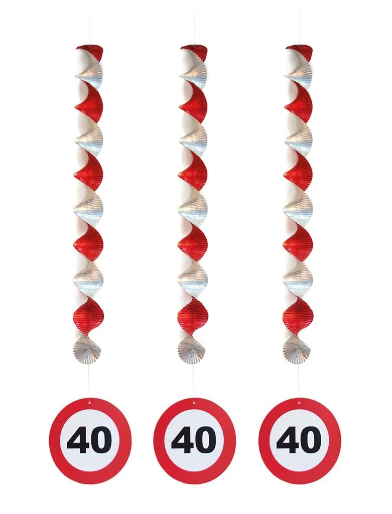Hangdecoratie 40 jaar versiering verkeersbord