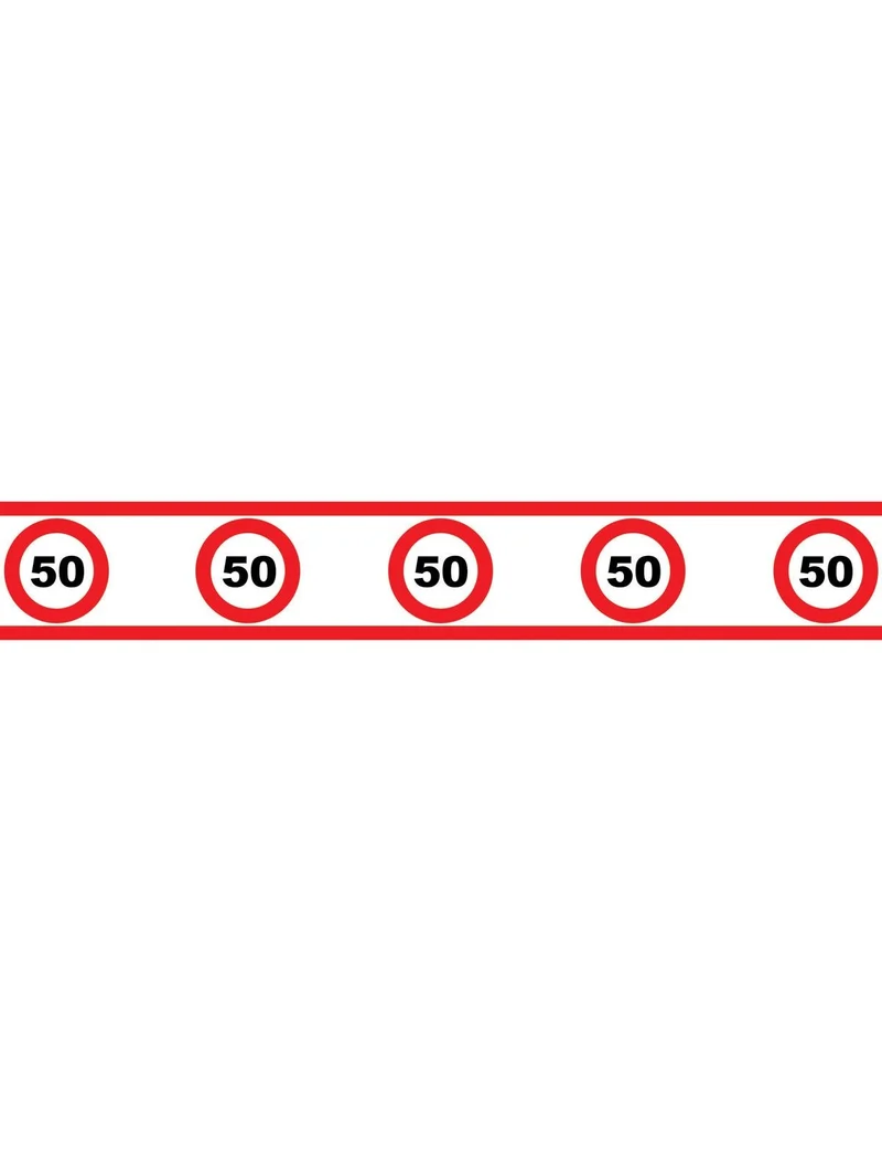 Party tape 50 jaar met verkeersborden 610x8cm
