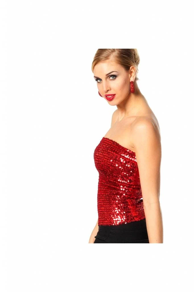 Top/Rok pailletten rood