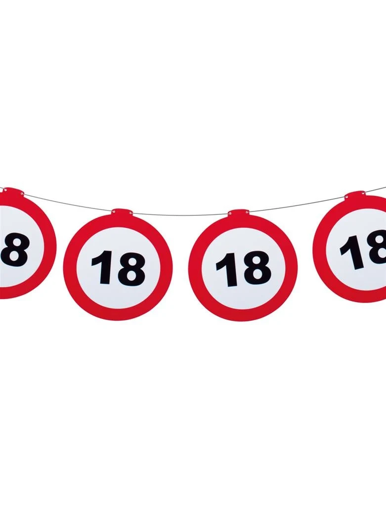 Vlaggenlijn verkeersbord 18 jaar
