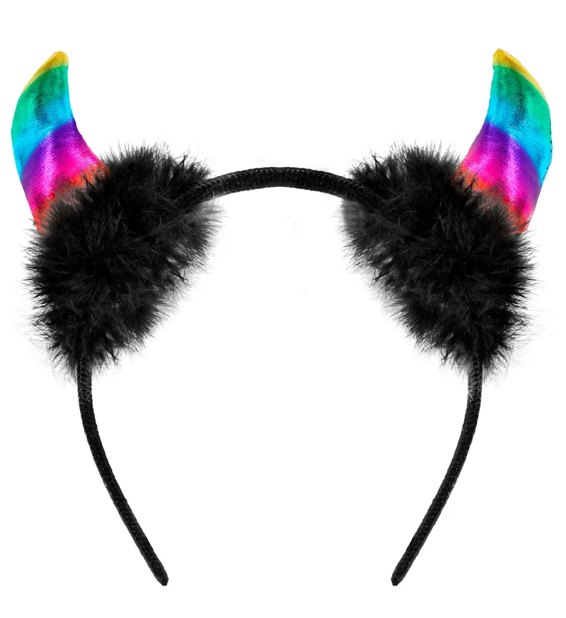 Hoofdband pailletten hoorntjes Evi regenboog
