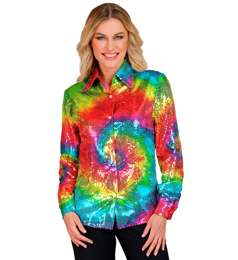 Paillettenshirt dames tie dye meerkleurig