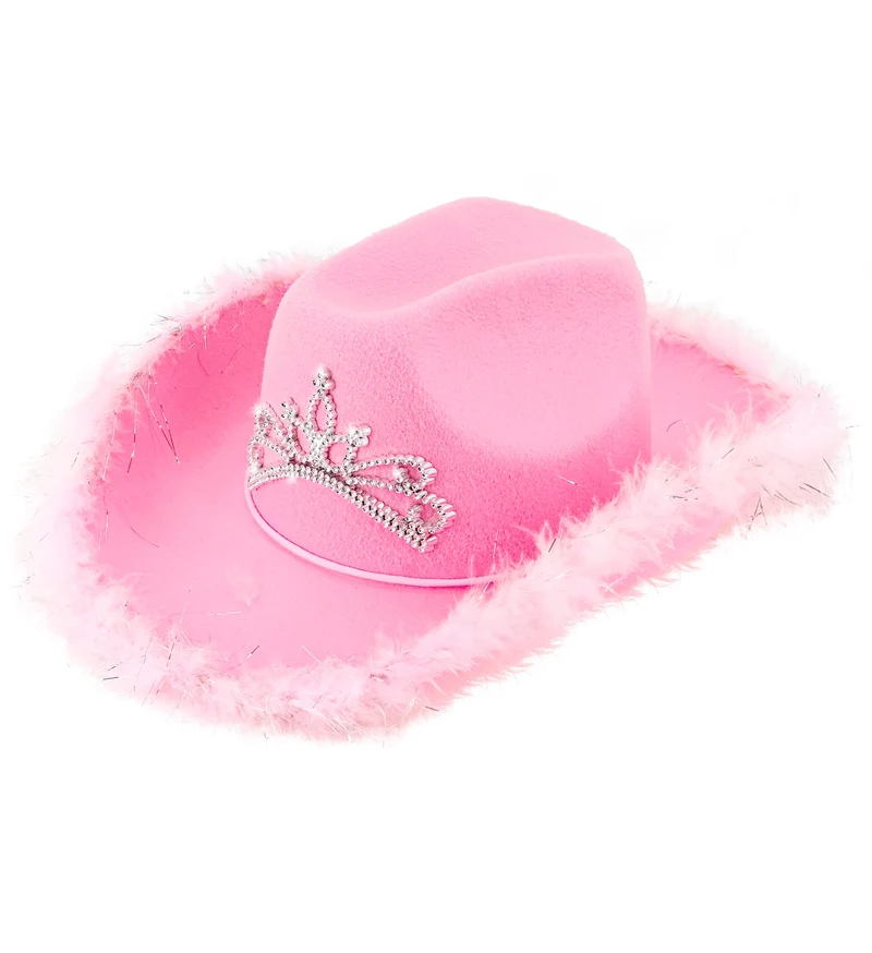 Cowboyhoed Daisy met tiara roze