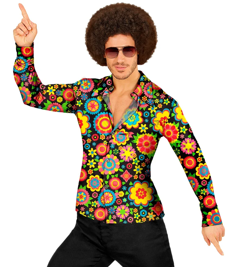 Jaren 70 shirt bloemenfeest heren