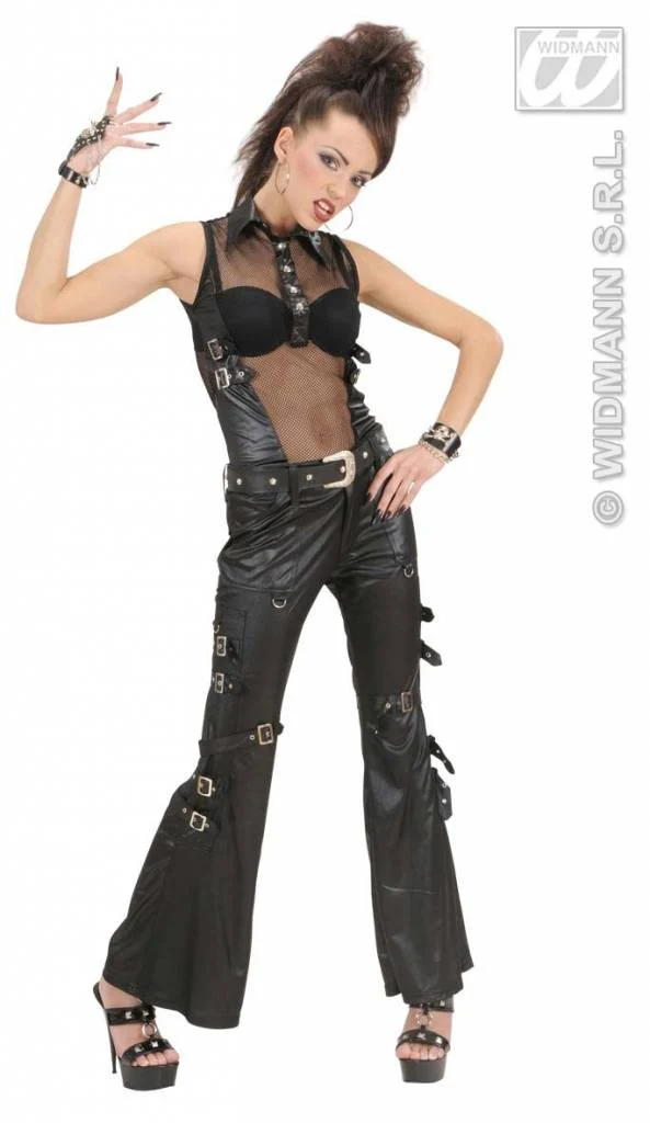 Broek lederlook met sluitingen vrouw
