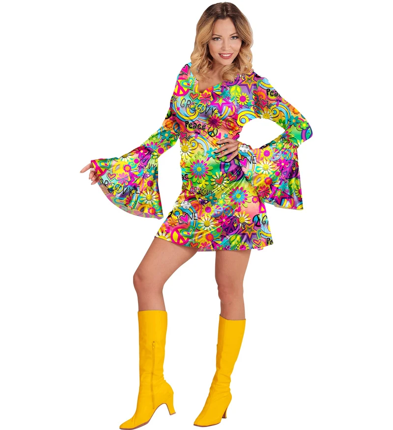 Jaren 70 jurk love&peace