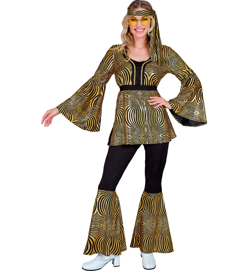 70s groovy kostuum goud Babette