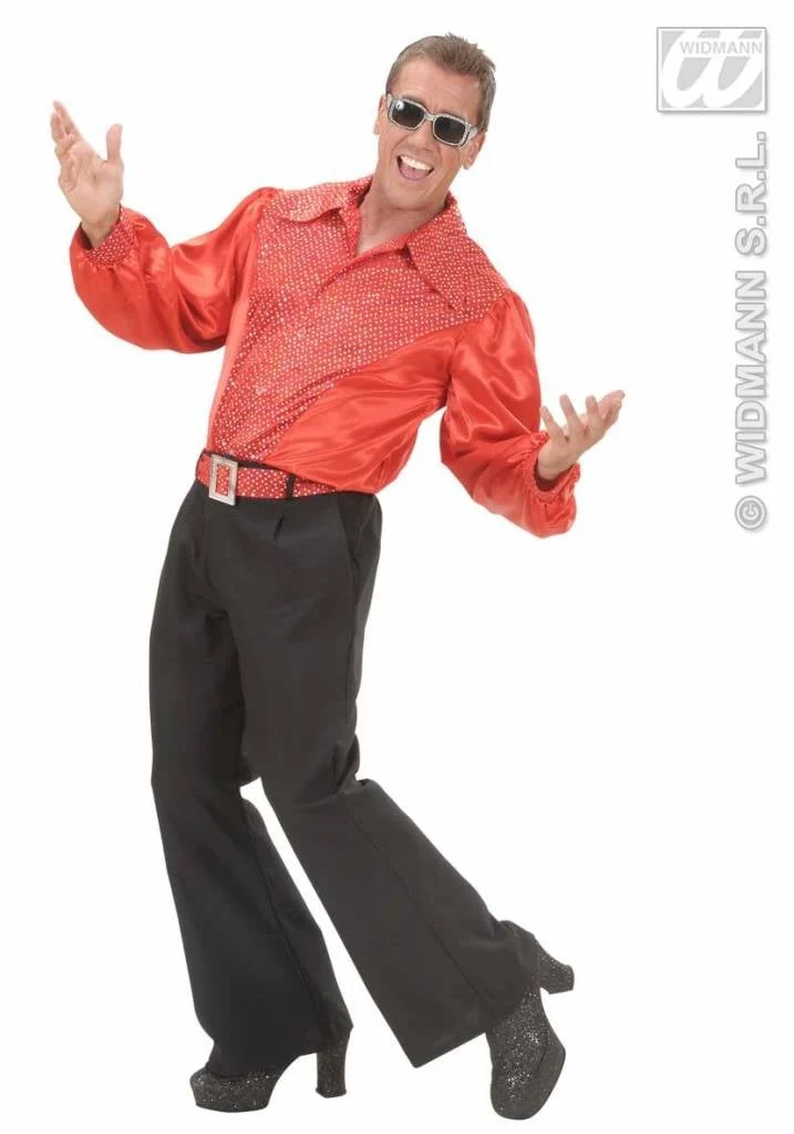 Rood shirt pailletten man