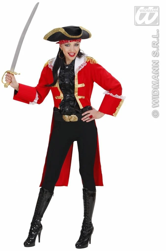 Piratenkapitein vrouw rood