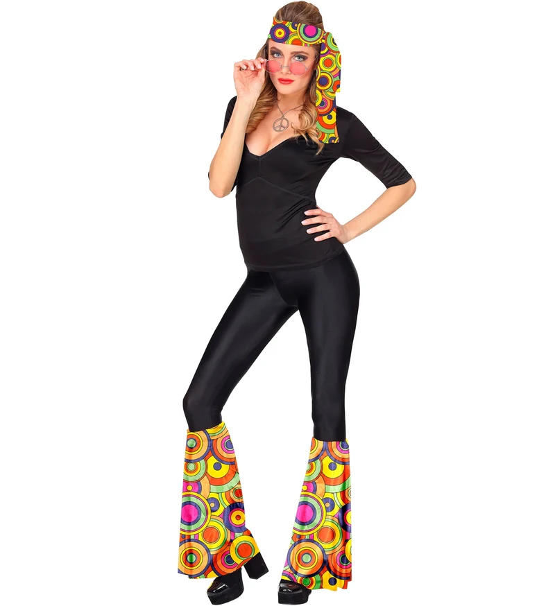 Hippie verkleedset jaren 70 met beenwarmers en hoofdband