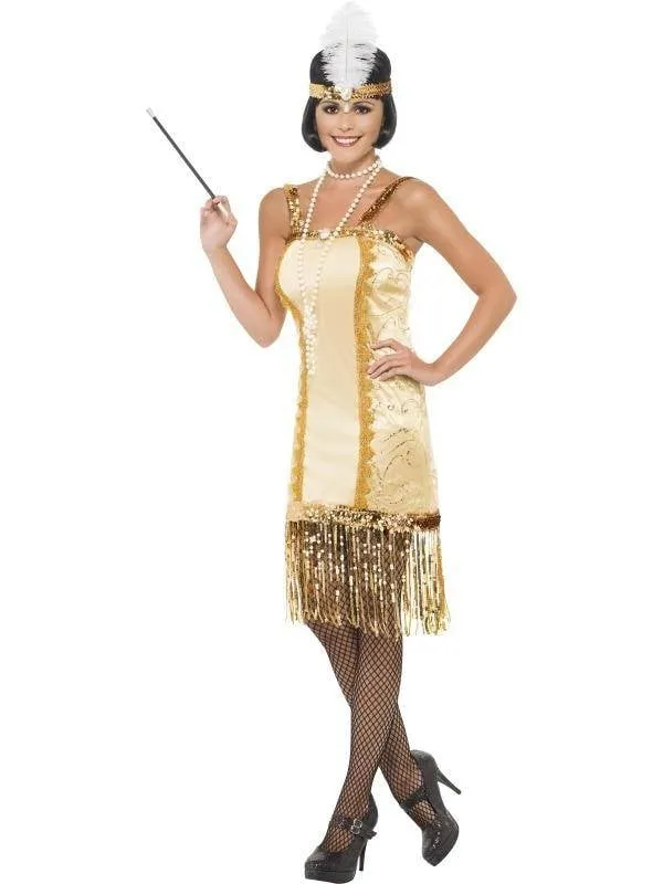 Charleston flapper kostuum goud