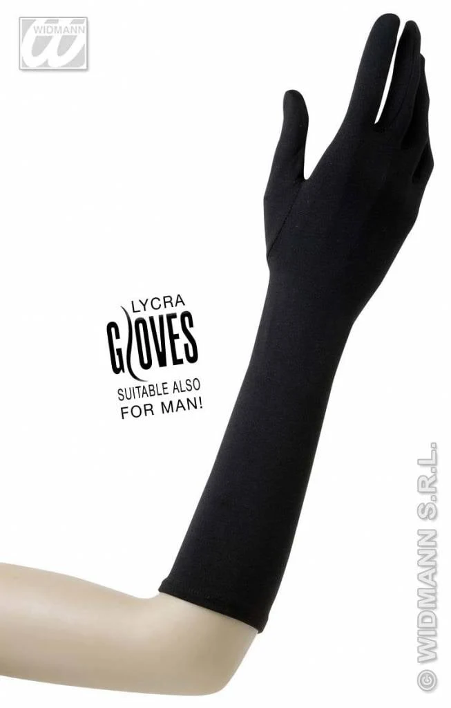 Handschoenen lycra 37cm zwart
