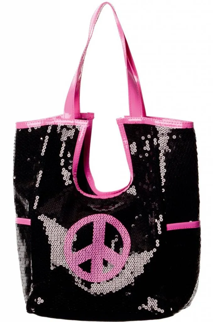 Tas pailletten peace hippie