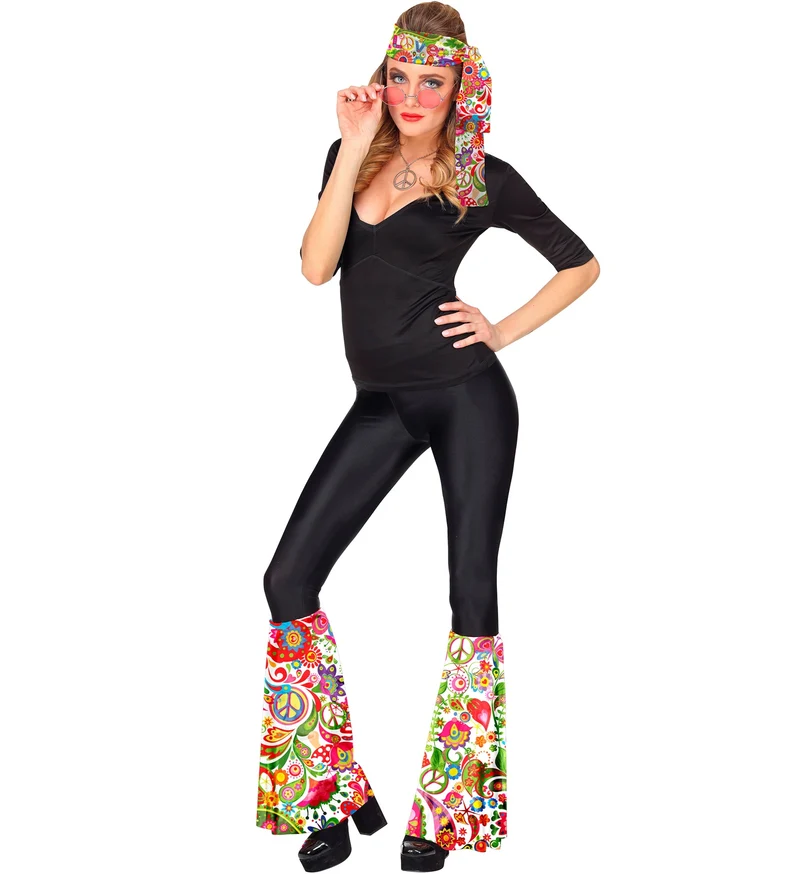 Hippie verkleedset jaren 70 met hoofdband en beenwarmers