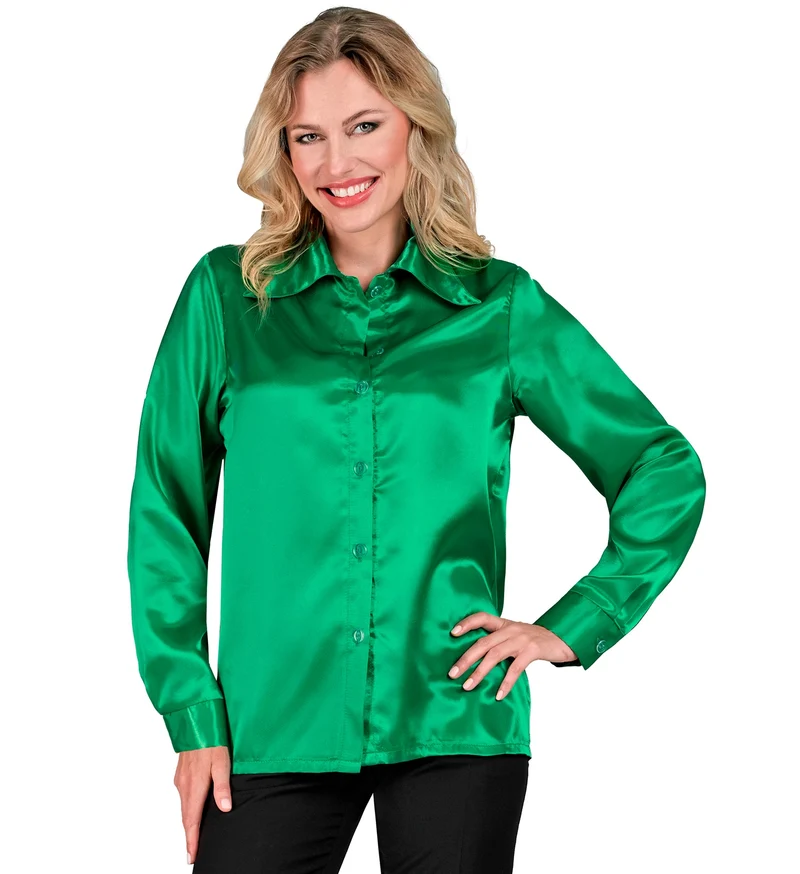 Dames jaren 70 disco blouse groen