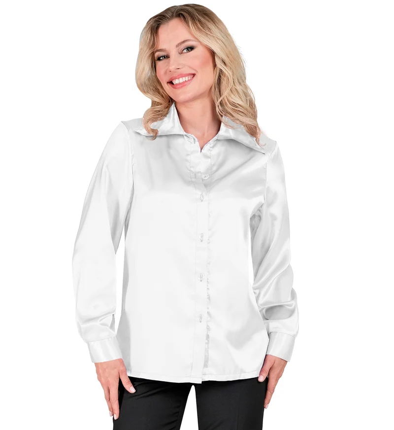 Dames jaren 70 disco blouse wit