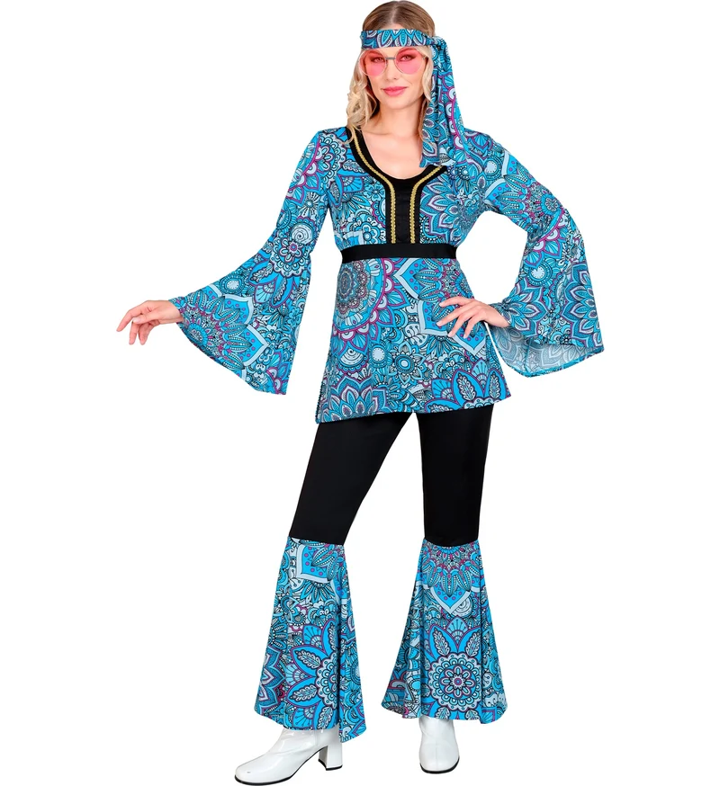 70s hippie kostuum mandala blauw