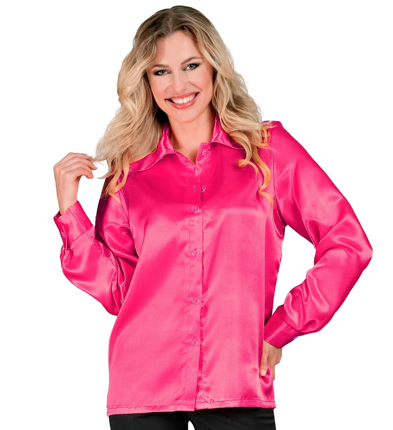 70's disco shirt satijn roze