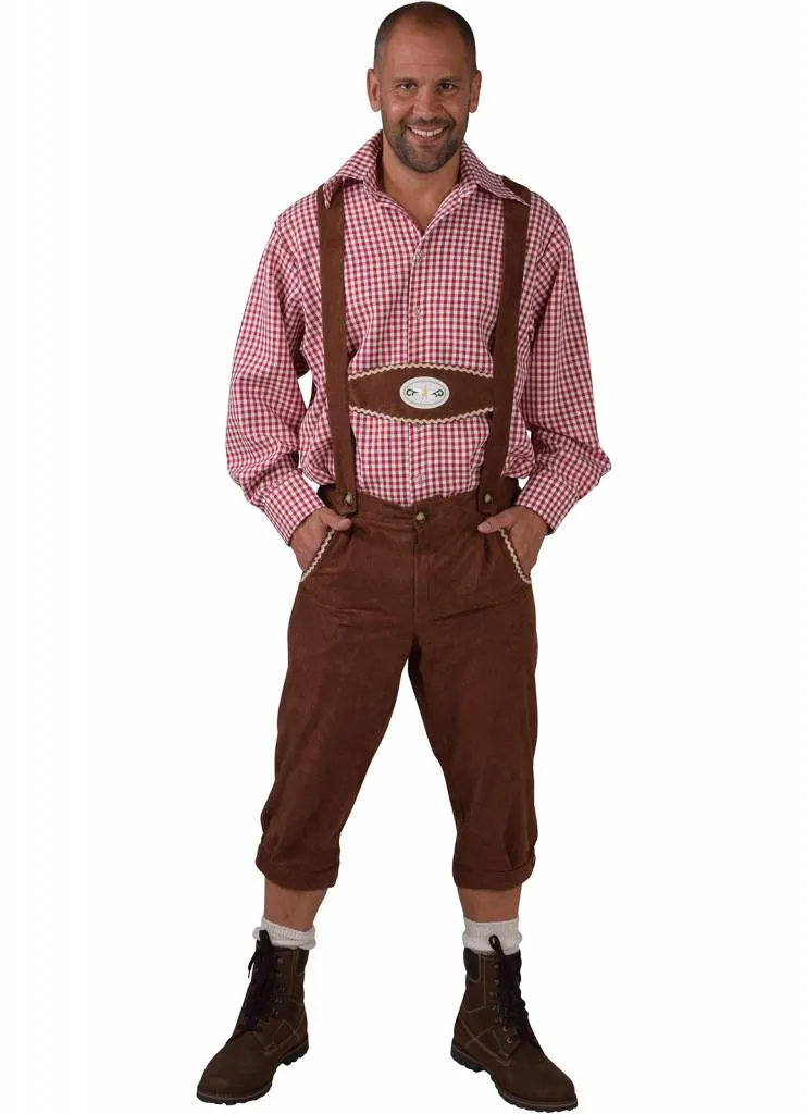 Tiroler broek met bretels Edelweiss bruin