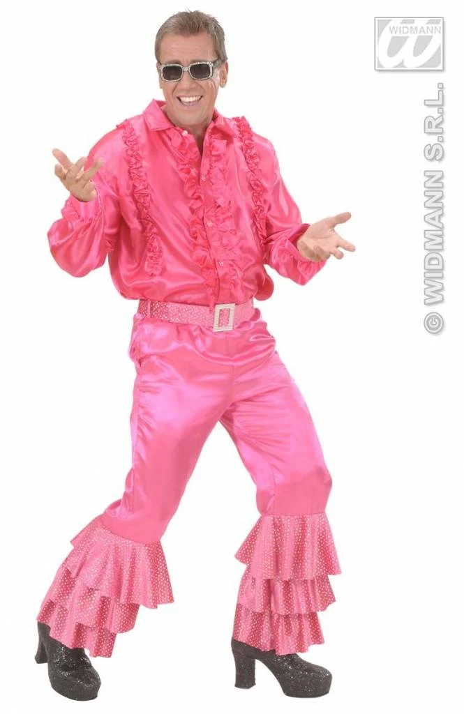 Roze broek satijn met pailletten man