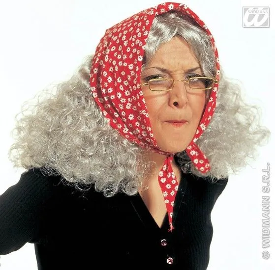 Oma-Heksenpruik met hoofddoek