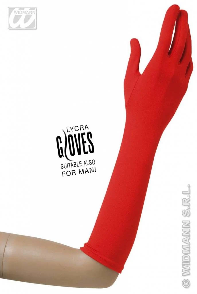 Handschoenen lycra 37cm rood