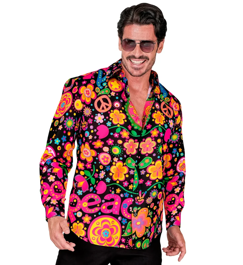 Shirt neon hippie peace
