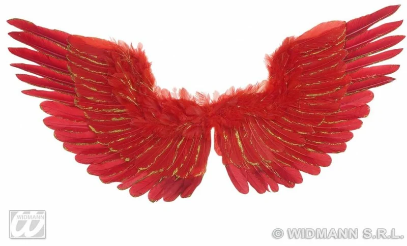 Vleugels rood met zilver glitter 86x42cm