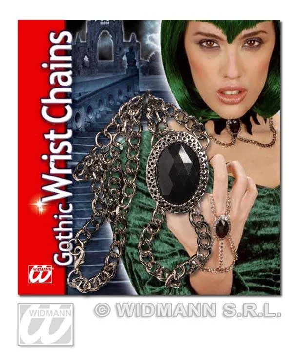 Gothic polsketting met zwart gem medaillon