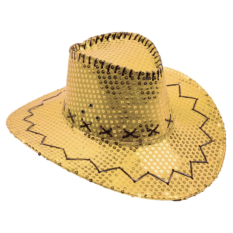 Cowboyhoed pailletten goud