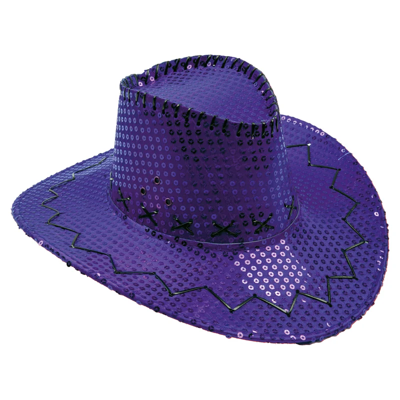 Cowboyhoed pailletten paars