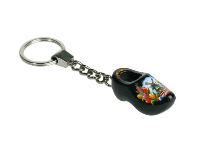 Sleutelhanger 1 klompje 4cm zwart