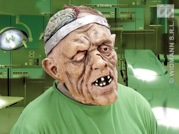 Masker hersenoperatie met pruik