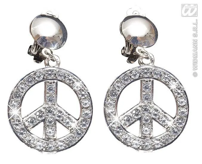Peace and Love oorbellen Strass