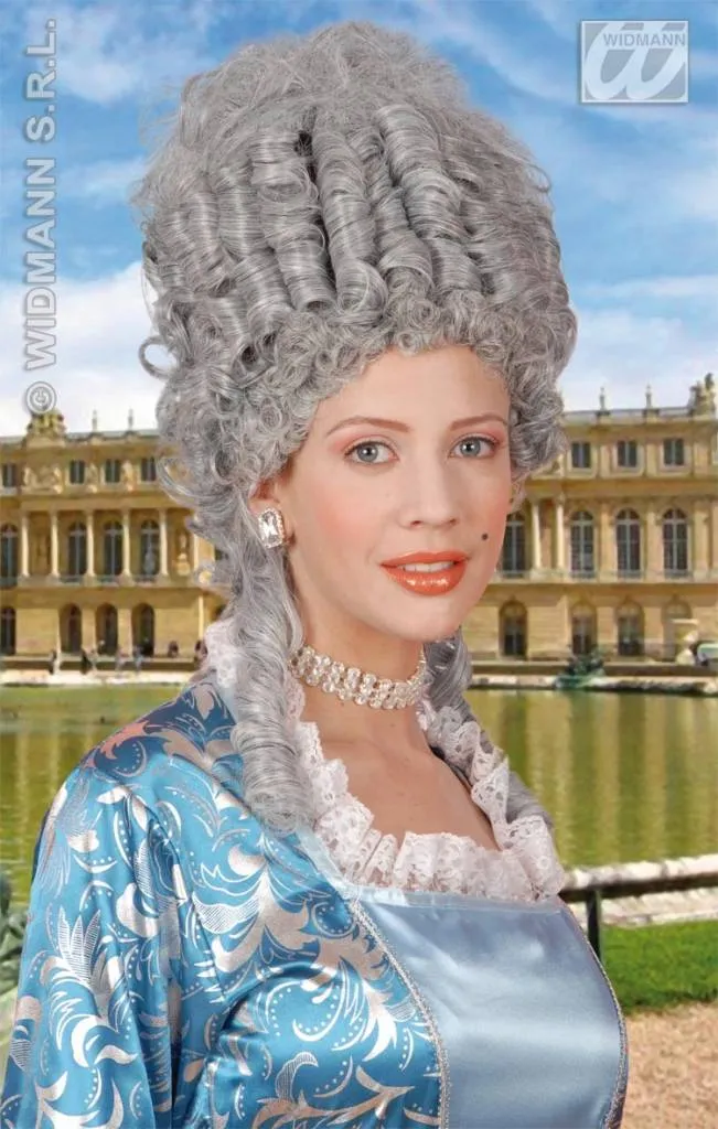 Pruik Marie Antoinette grijs