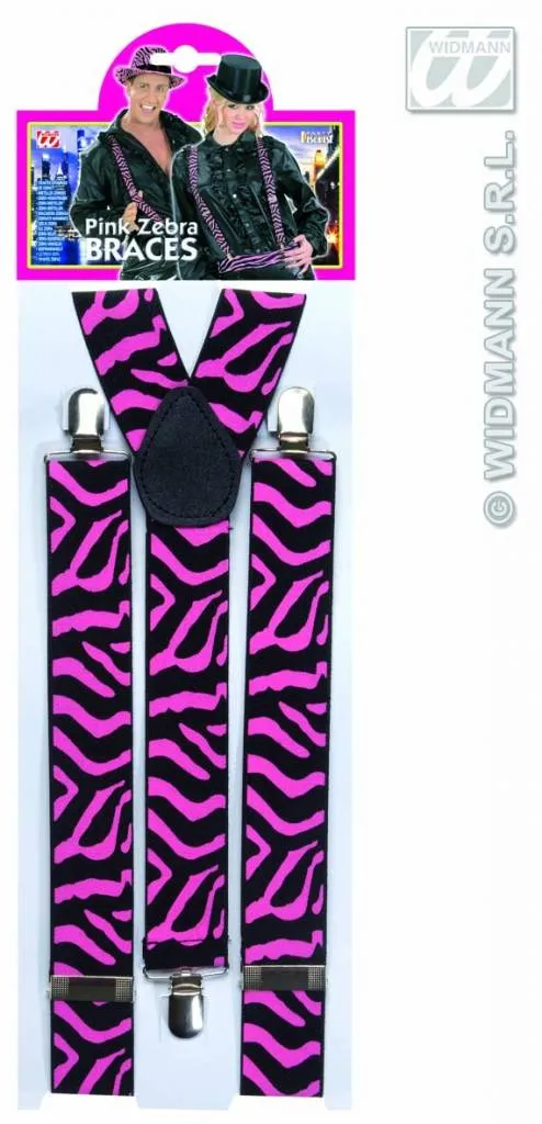 Bretels zebra zwart/roze