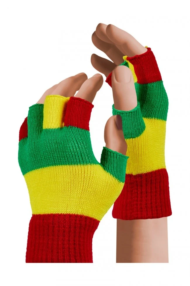 Vingerloze handschoenen kind rood geel groen