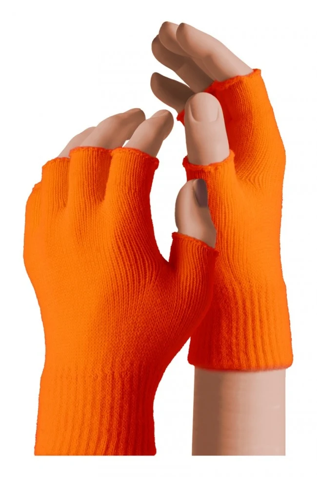 Vingerloze handschoenen kind neon oranje