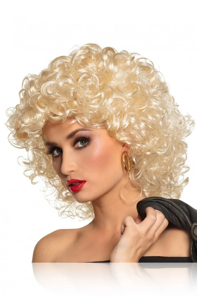 Sandy pruik blond krullen Grease jaren 50 stijl
