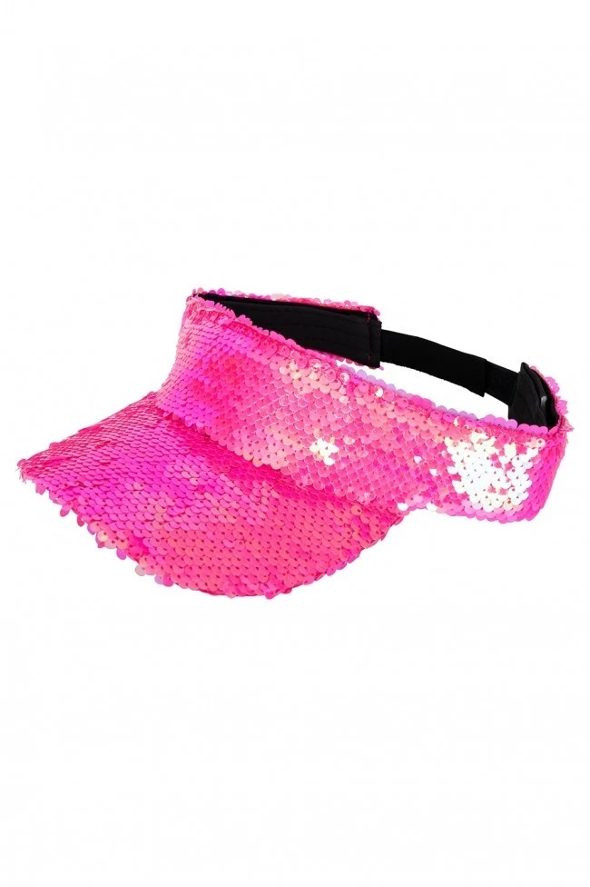 Zonneklep roze met pailletten disco