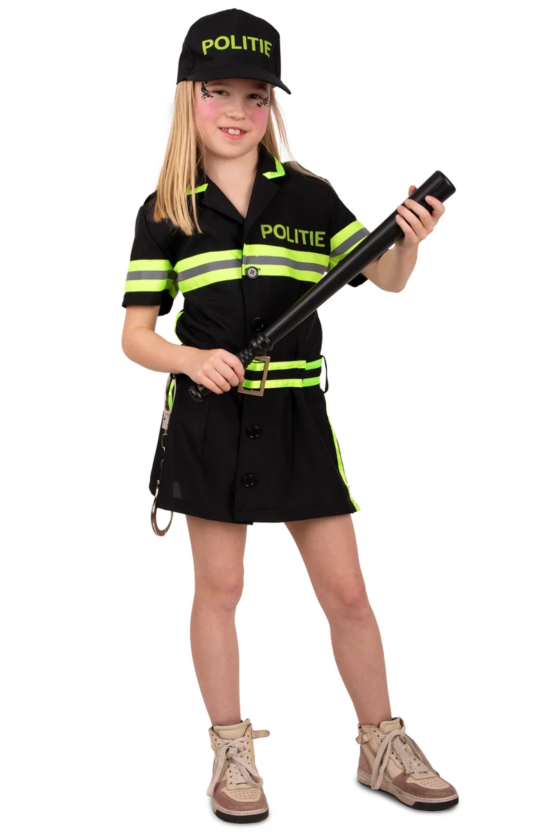 Politie jurkje meisje blauw met jurkje en pet