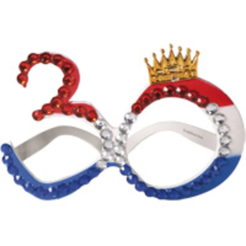 Bril Rood/Wit/Blauw 30 met kroontje