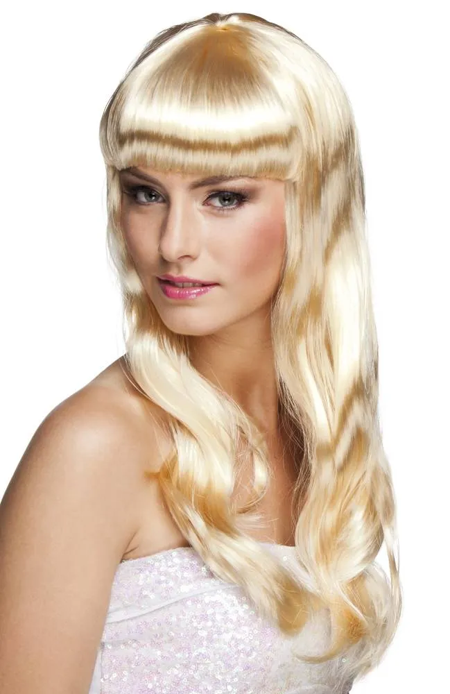 Party pruik lang haar chique blond
