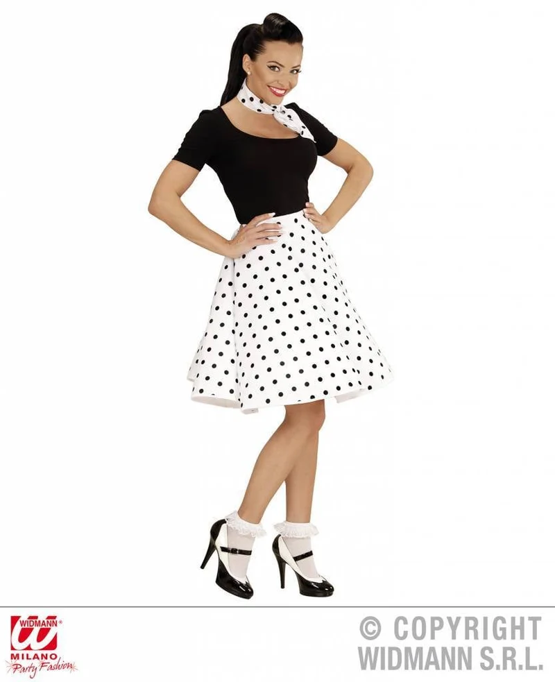 Rock and Roll rok met sjaaltje wit/zwart