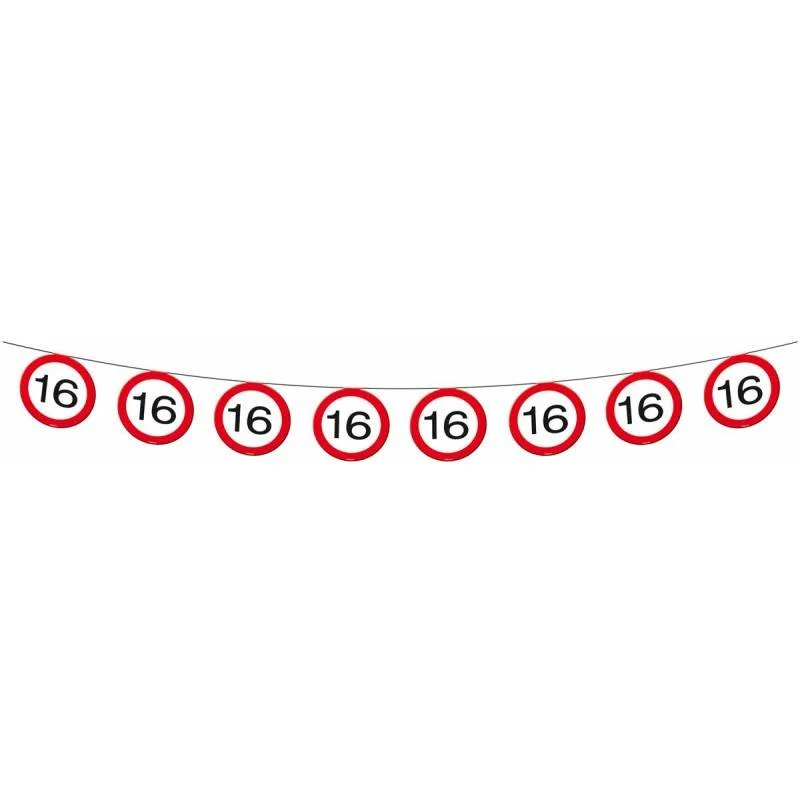 Vlaggenlijn verkeersbord 16 jaar