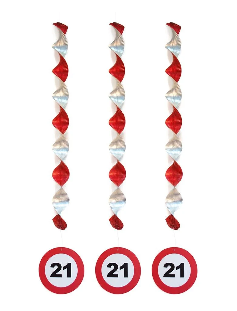 Versiering 21 jaar hangdecoratie verkeersbord